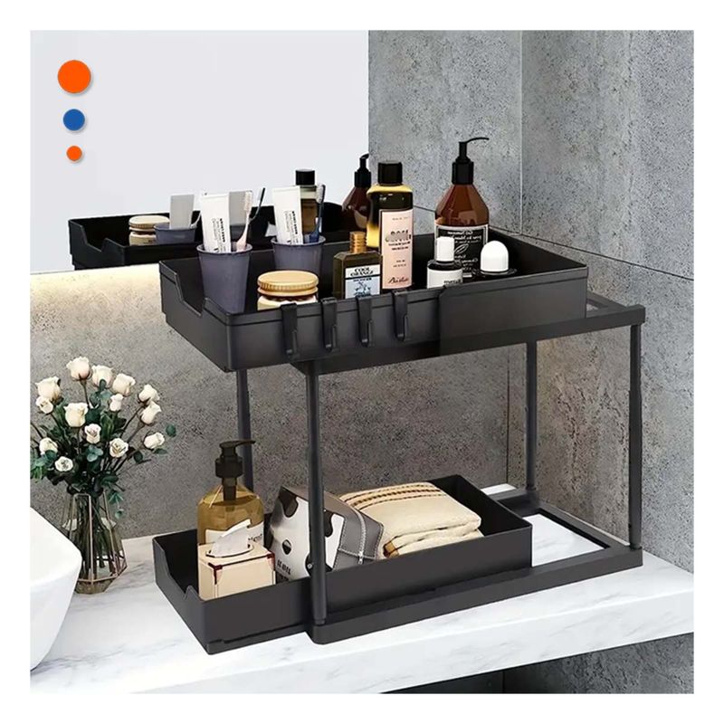 GENERICO - Estante de Cocina 2 Niveles Material Resistente Negro