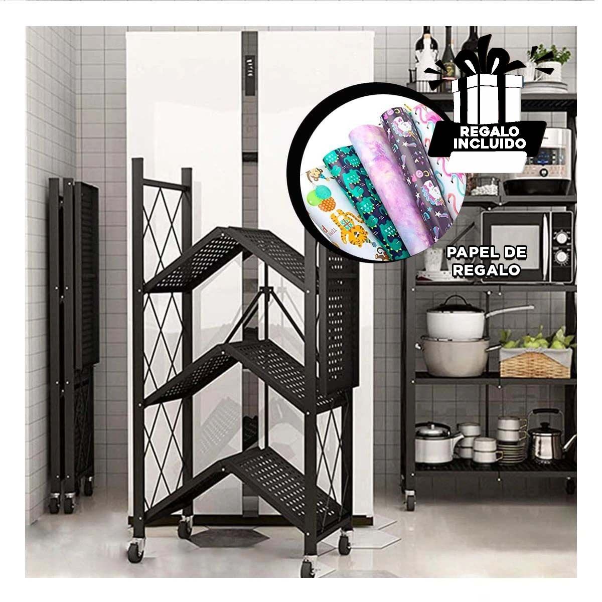 GENERICO - Estante para Casa de 4 Niveles Color Negro Y+Papel de Regalo