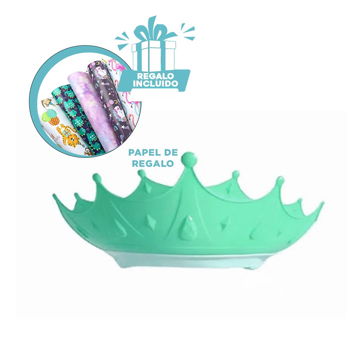 GENERICO - Corona Adaptable Infantil en Verde Agua Y+Papel de Regalo
