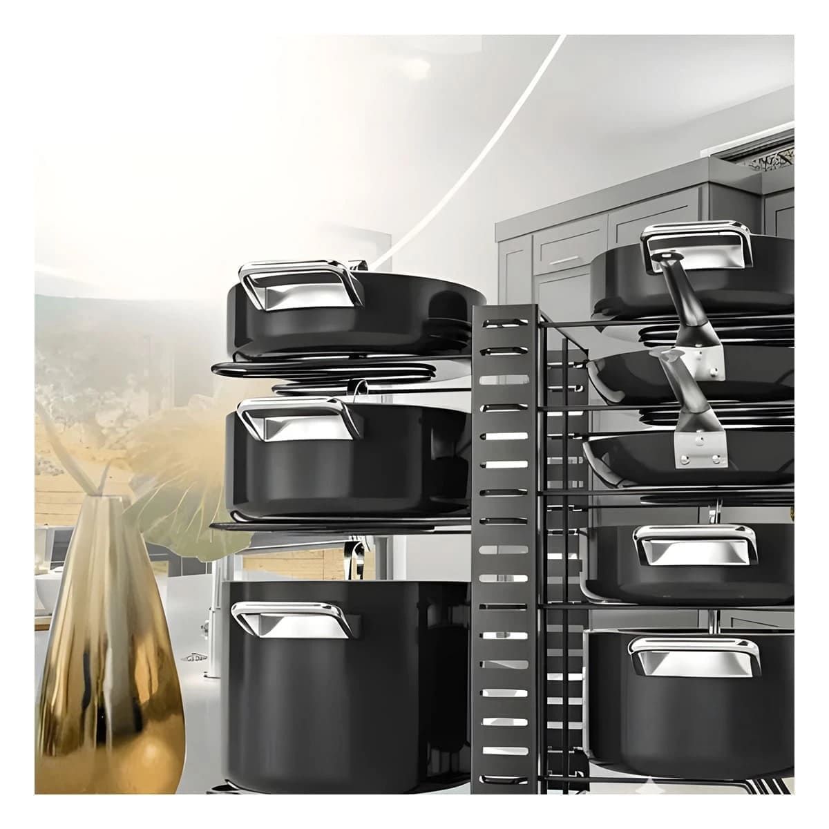 RYBIU IMPORT - Soporte Organizador de Tapas y Ollas en Color Negro