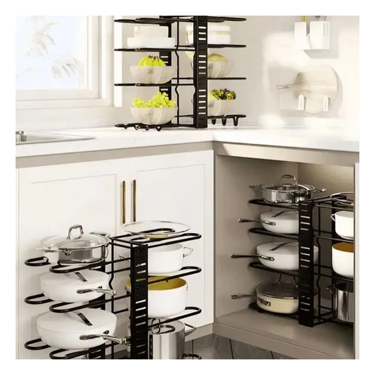 RYBIU IMPORT - Pack2 Soporte Organizador de Tapas y Ollas en Color Negro