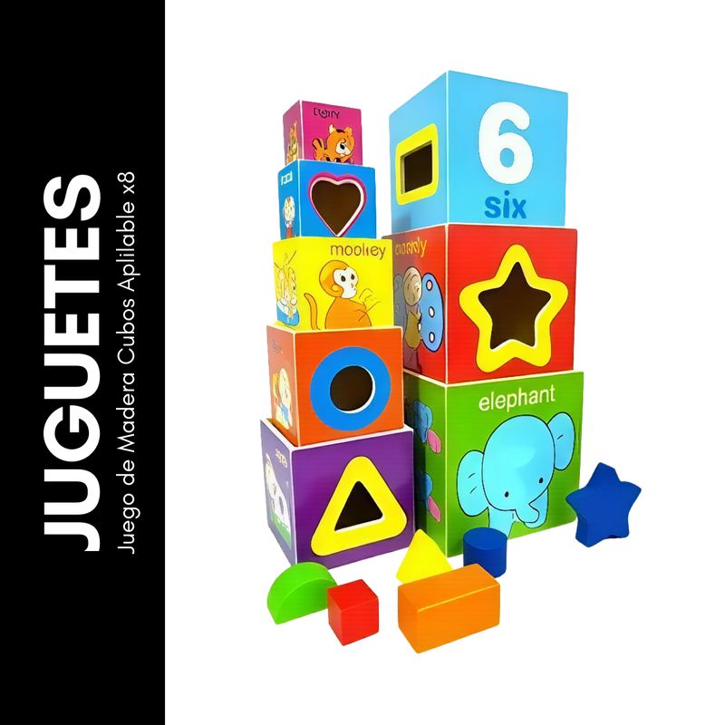 GENERICO - Juego de Madera Cubos Aplilable x8