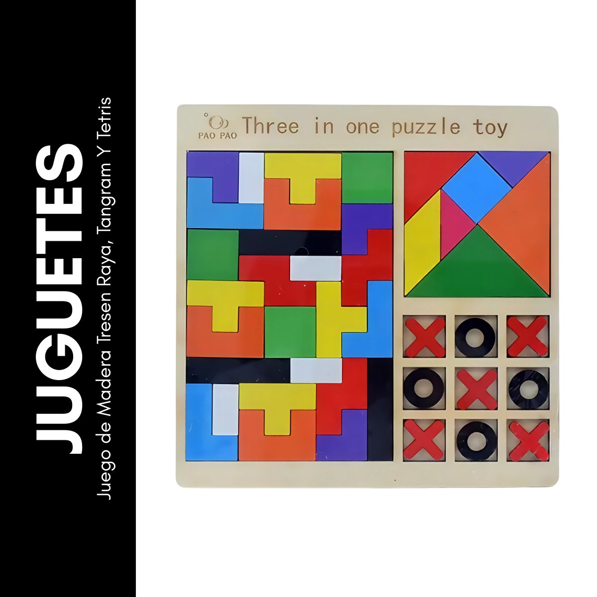 GENERICO - Juego de Madera Tresen Raya Tangram Y Tetris