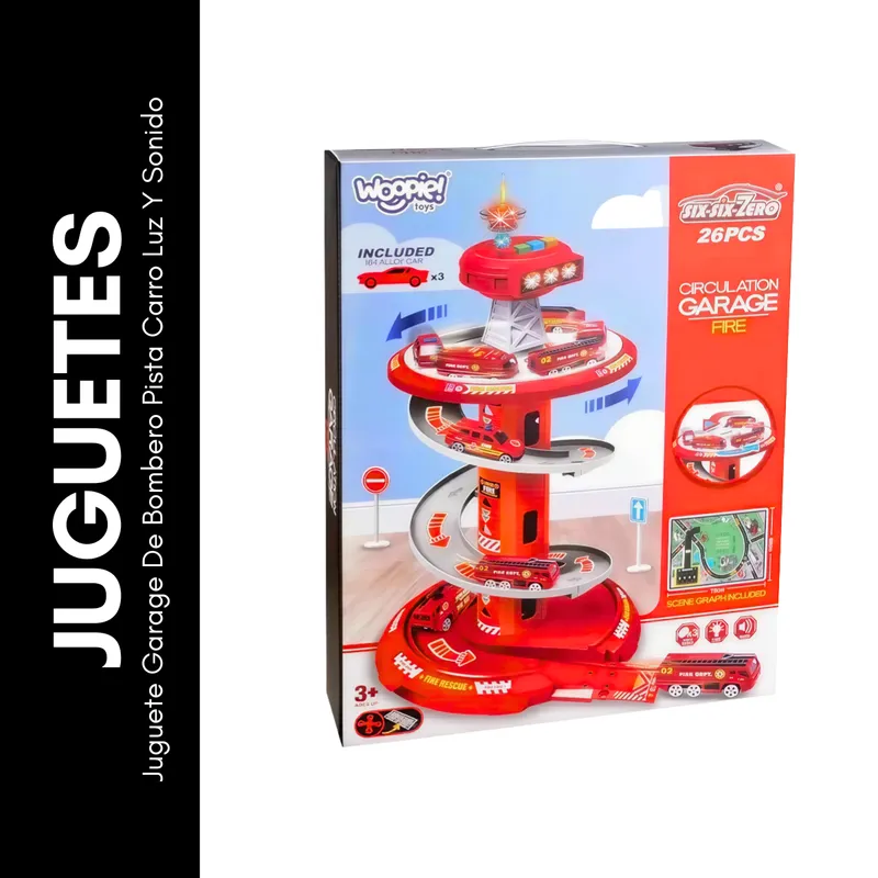 GENERICO - Juguete Garage De Bombero Pista Carro Luz Y Sonido