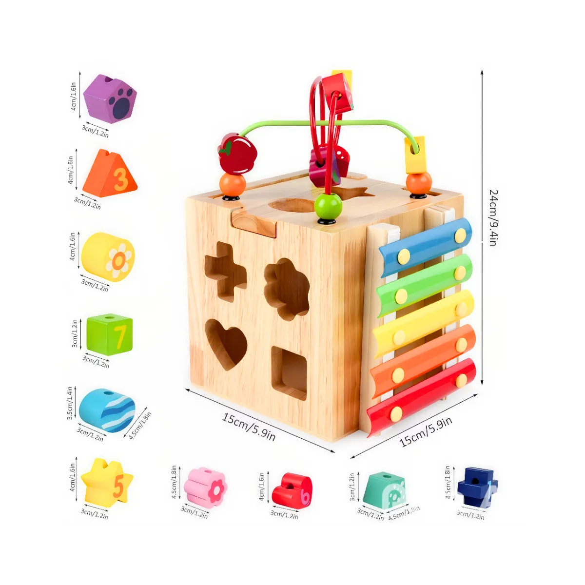 GENERICO - Juego de Madera Cubo con Xilofono y Pasado