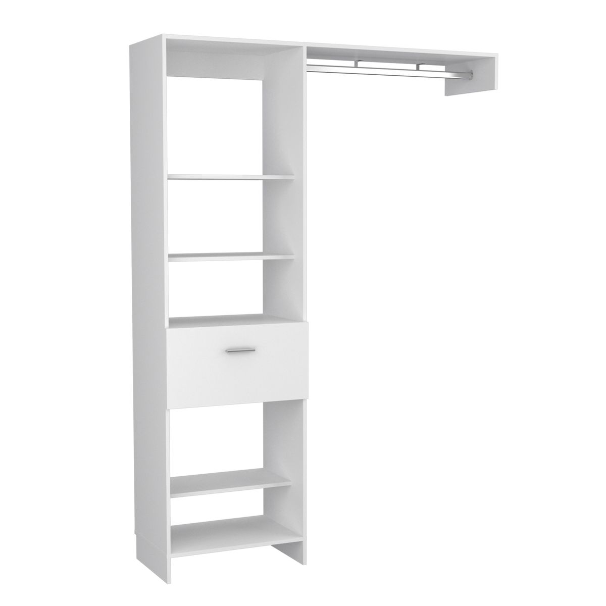 FMFURNITURE - Ropero 1 Cajón 5 Repisas Fm-014B - Blanco