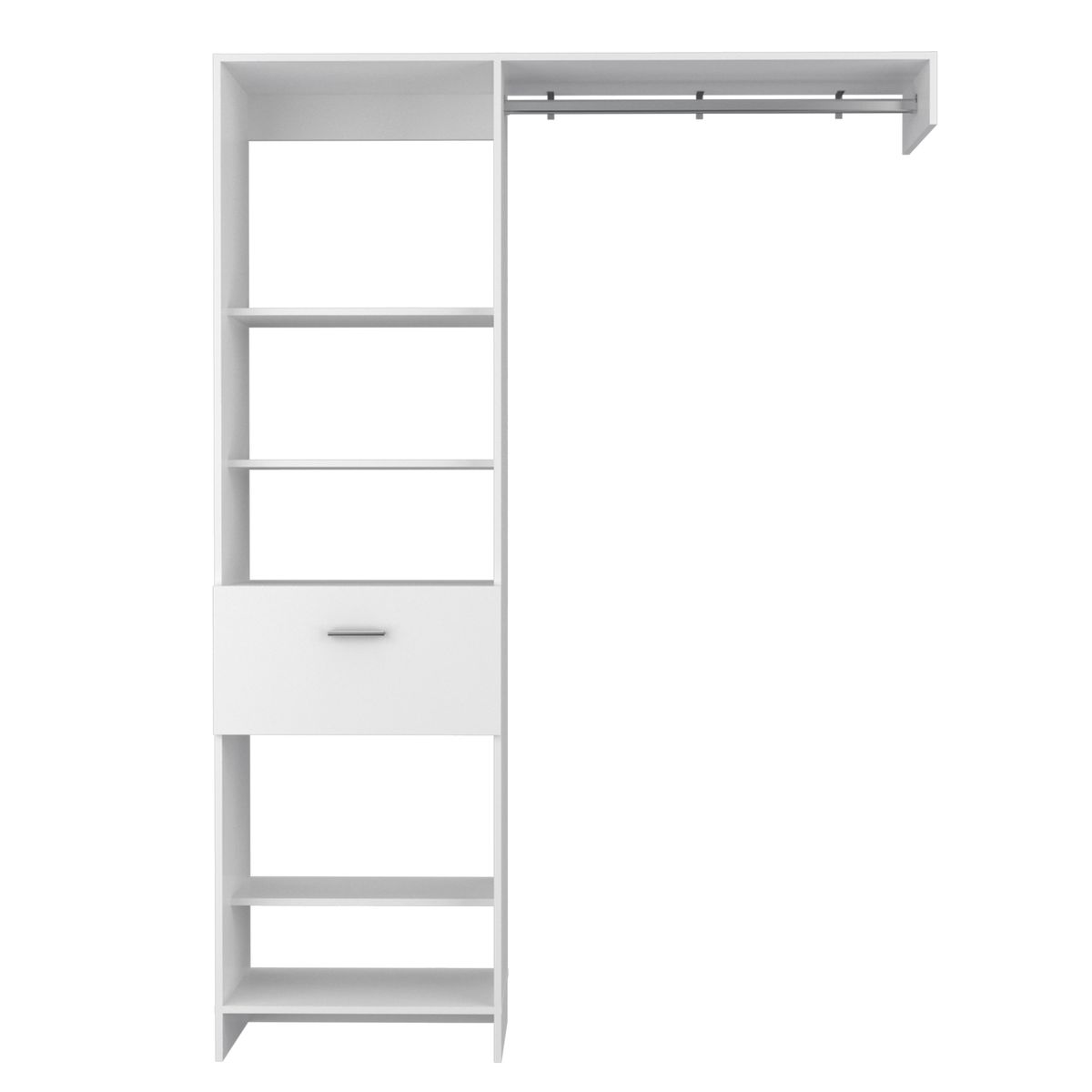 FMFURNITURE - Ropero 1 Cajón 5 Repisas Fm-014B - Blanco