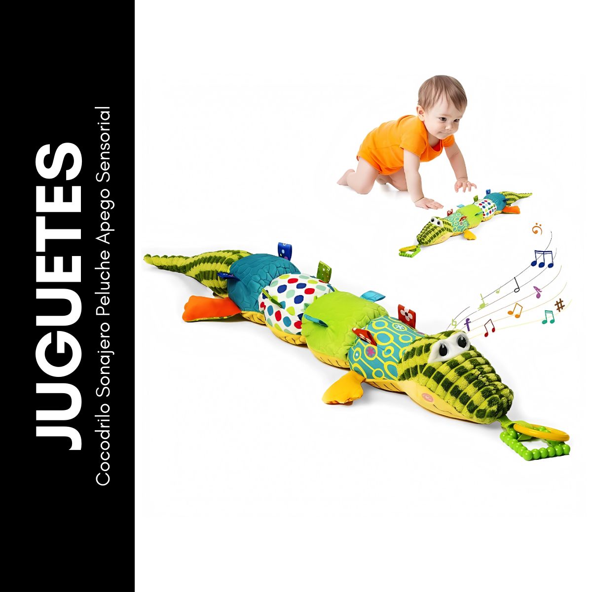GENERICO - Juguete Cocodrilo Sonajero Peluche Apego Sensorial