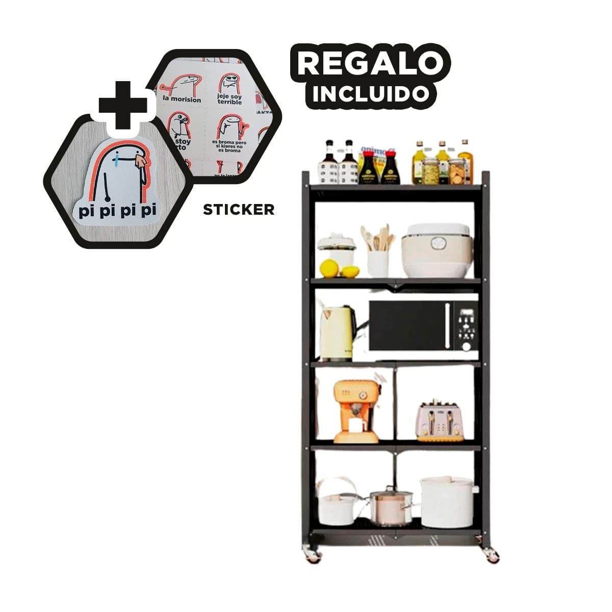 GENERICO - Estante Organizado de Metal en Color Negro Y+Regalo Stickers