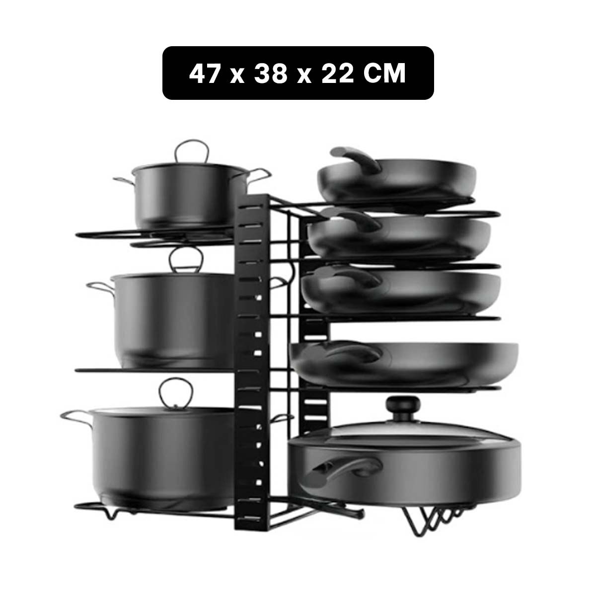 GENERICO - Soporte Organizador de Tapas y Ollas en Color Negro