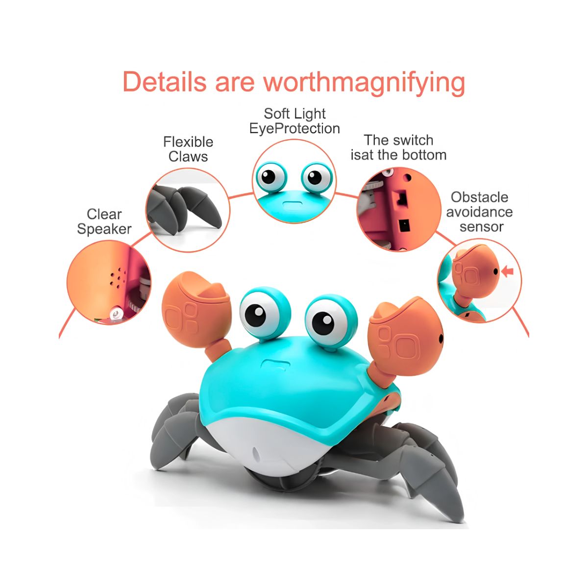 GENERICO - Juguete De Cangrejo Recargable Interactivo Musical Camina