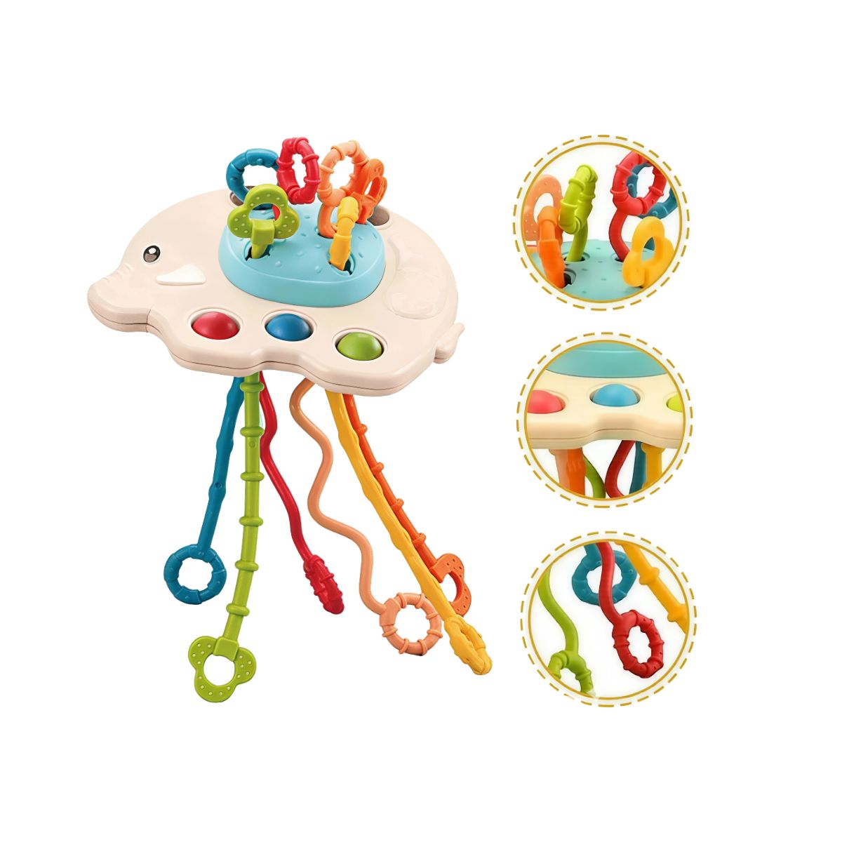 GENERICO - Juguete Elefante Tiras de silicona sensorial 5 en 1 Blanco