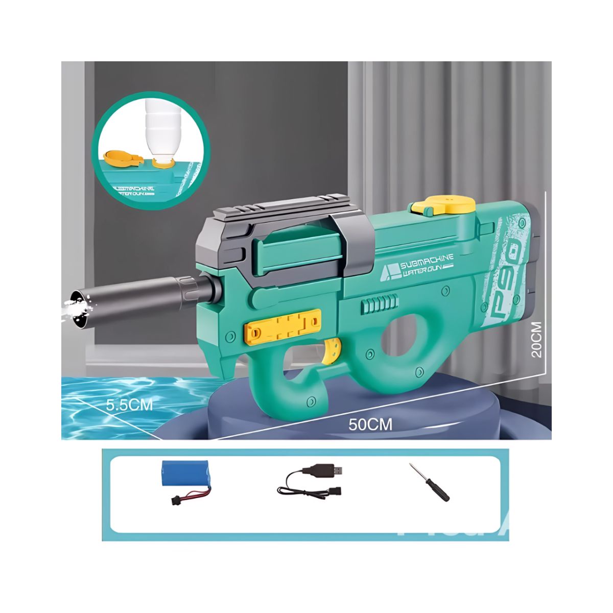 GENERICO - Juguete Pistola Electrica de Agua P90