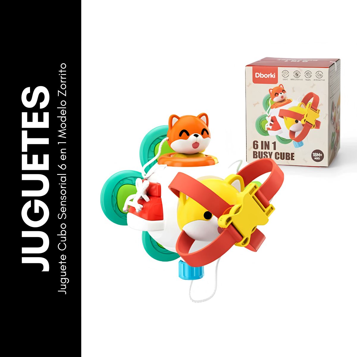 GENERICO - Juguete Cubo Sensorial 6 en 1 Modelo Zorrito