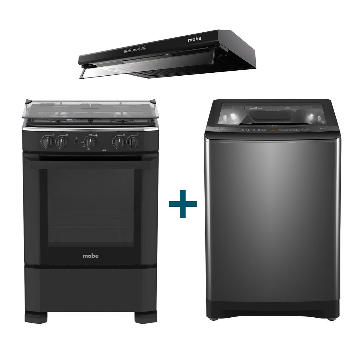 MABE - Combo Campana Extractora +Cocina a Gas +Lavadora Automática Mabe