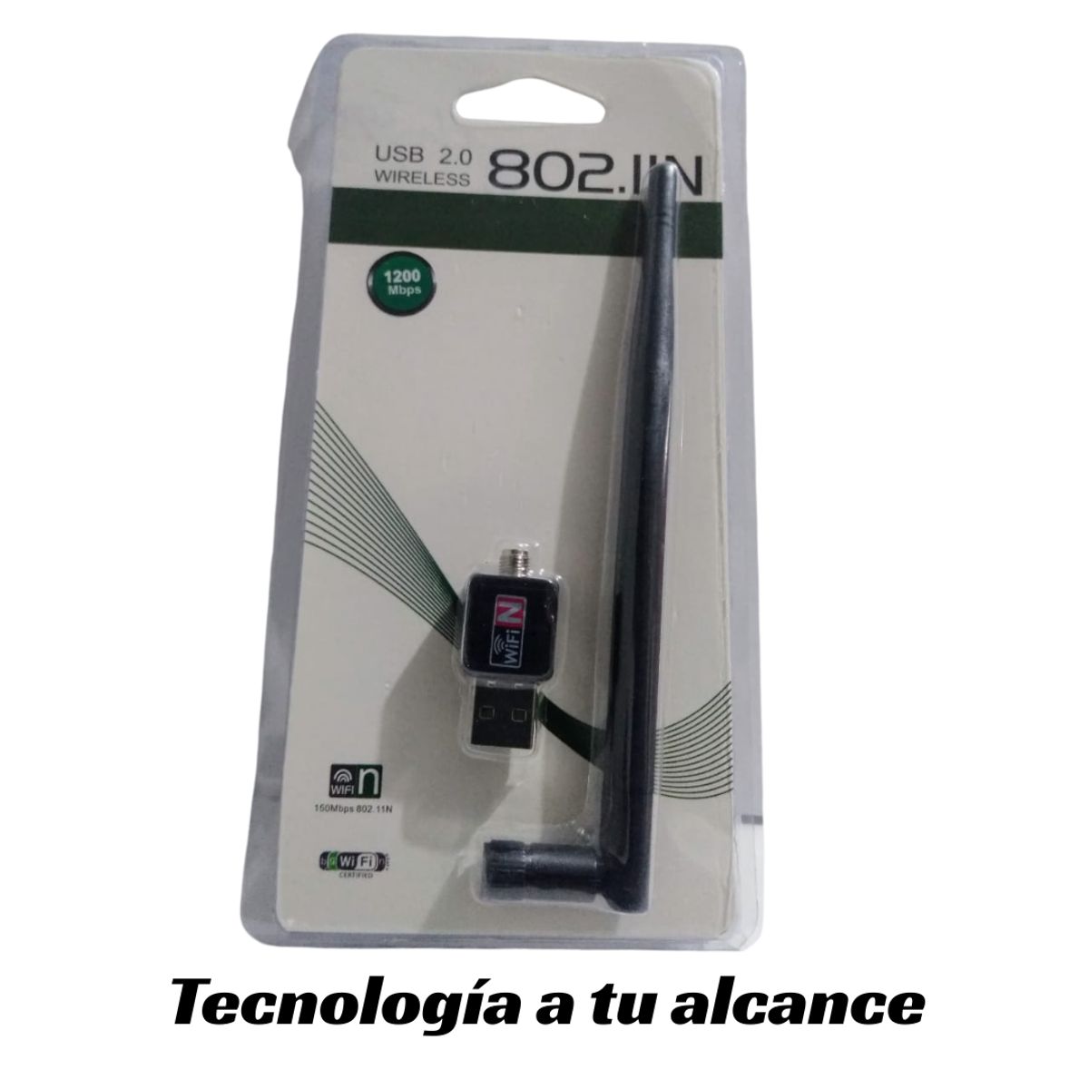 GENERICO - Antena Wifi Adaptador 1200 Mbps para Laptop y Pc