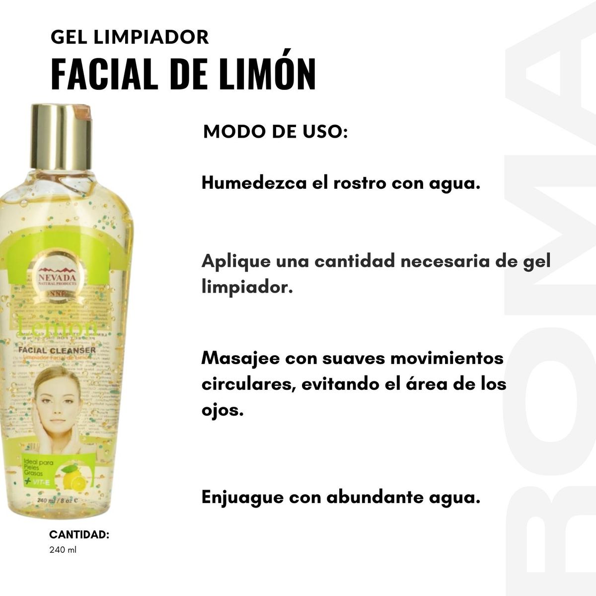 NEVADA NATURAL PRODUCTS - PACK 3 GEL LIMPIADOR FACIAL DE LIMÓN 240ML NEVADA