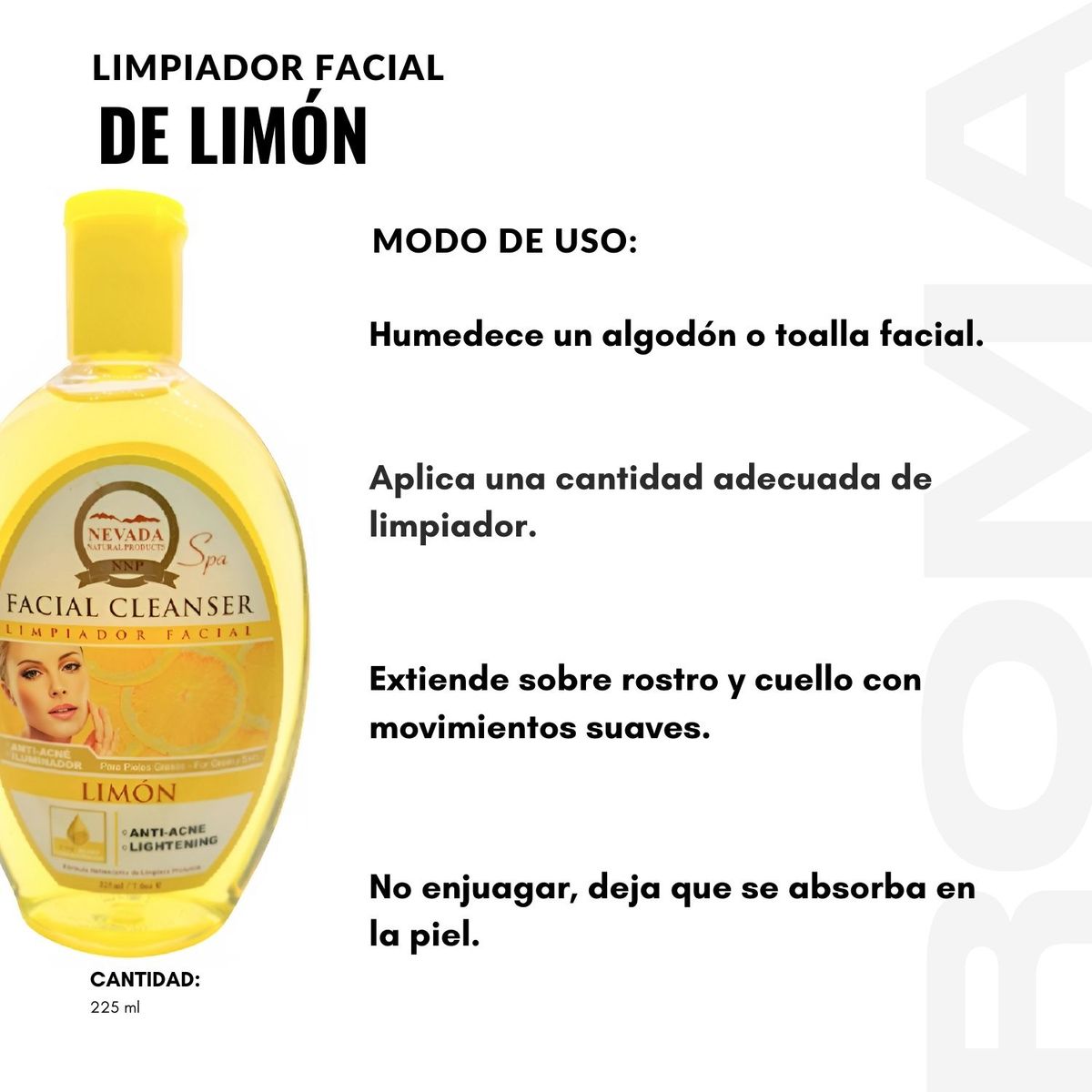 NEVADA NATURAL PRODUCTS - LIMPIADOR FACIAL DE LIMÓN 225ML NEVADA
