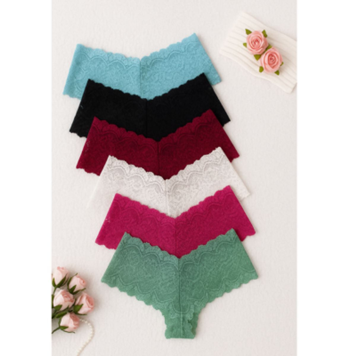 GENERICO - Trusas Cacheteros Encaje - 6 unidades Dama