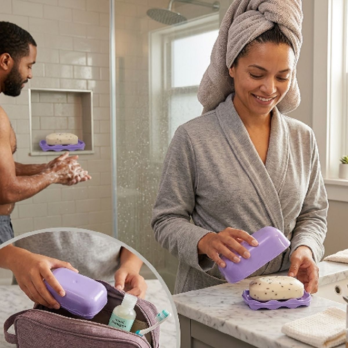 GENERICO - Jabonera clasicas con tapa colores pasteles pack 6 unid.