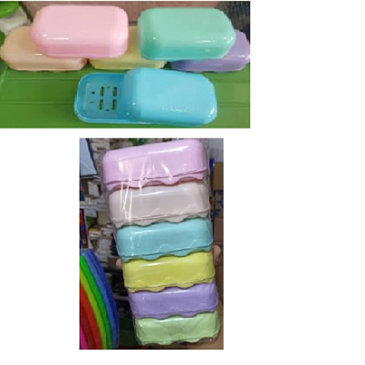 GENERICO - Jabonera clasicas con tapa colores pasteles pack 6 unid.