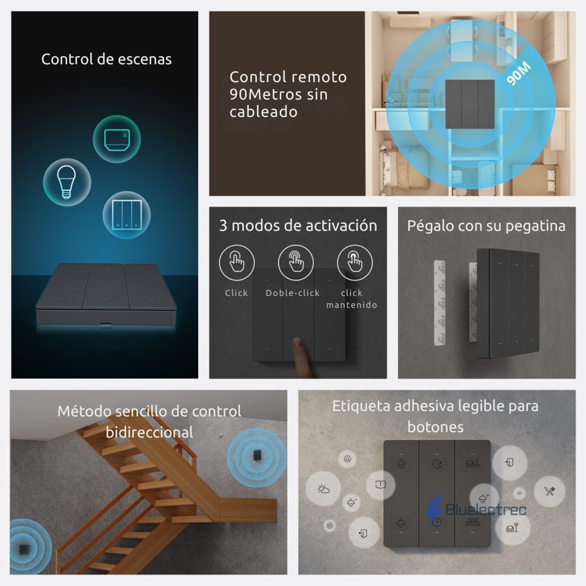 SONOFF - Interruptor inalámbrico inteligente de 6 botones Blanco - R5W SONOFF