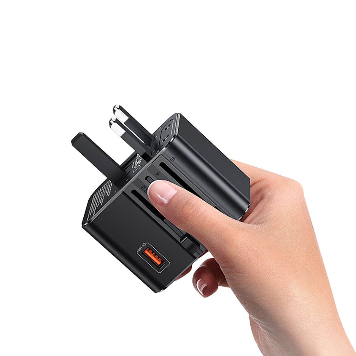 USAMS - Cargador celular pared Universal USAMS USB + Type-C Dual 25W Negro