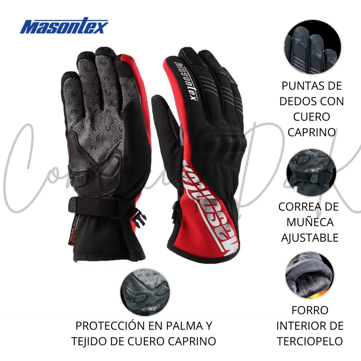 GENERICO - GUANTES MASONTEX M36 ROJO TALLA M MOTOCICLISMO