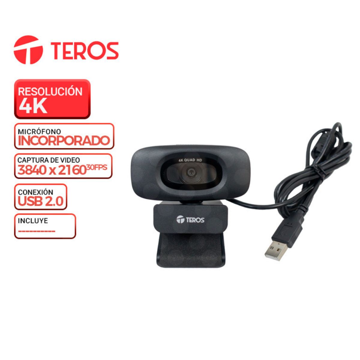 TEROS - CAMARA WEB TEROS TE-9073N 4K, 3840 x 2160 a 30fps, Microfono