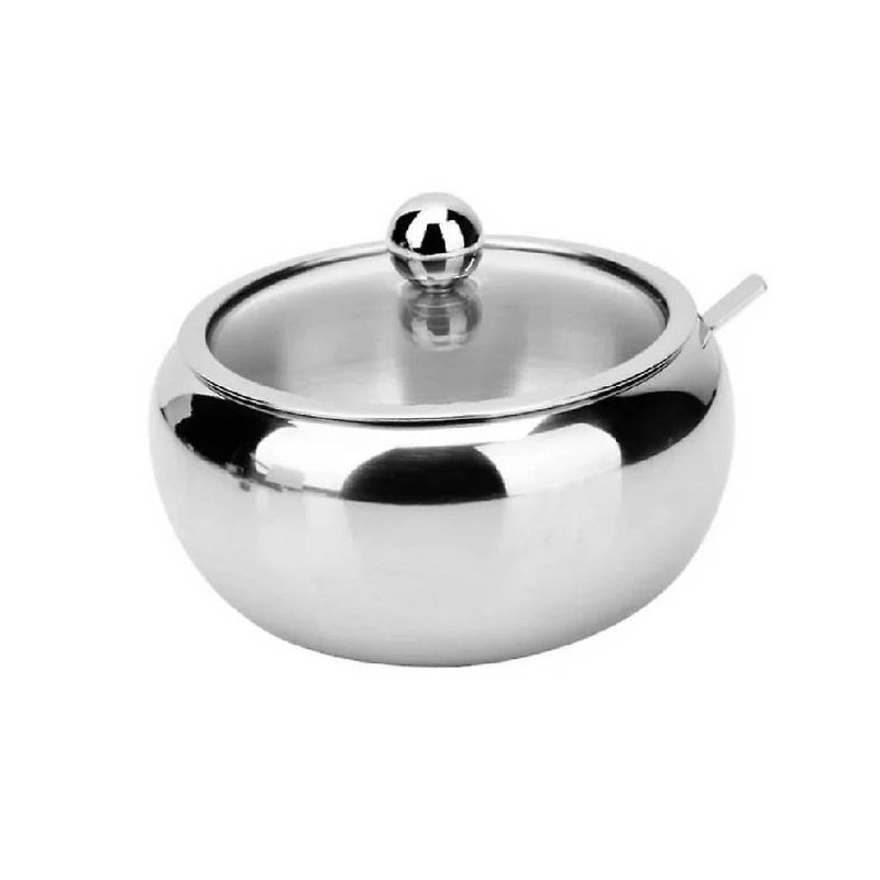 GENERICO - Azucarero De Acero Inoxidable Con Tapa Transpa. 200 gramos