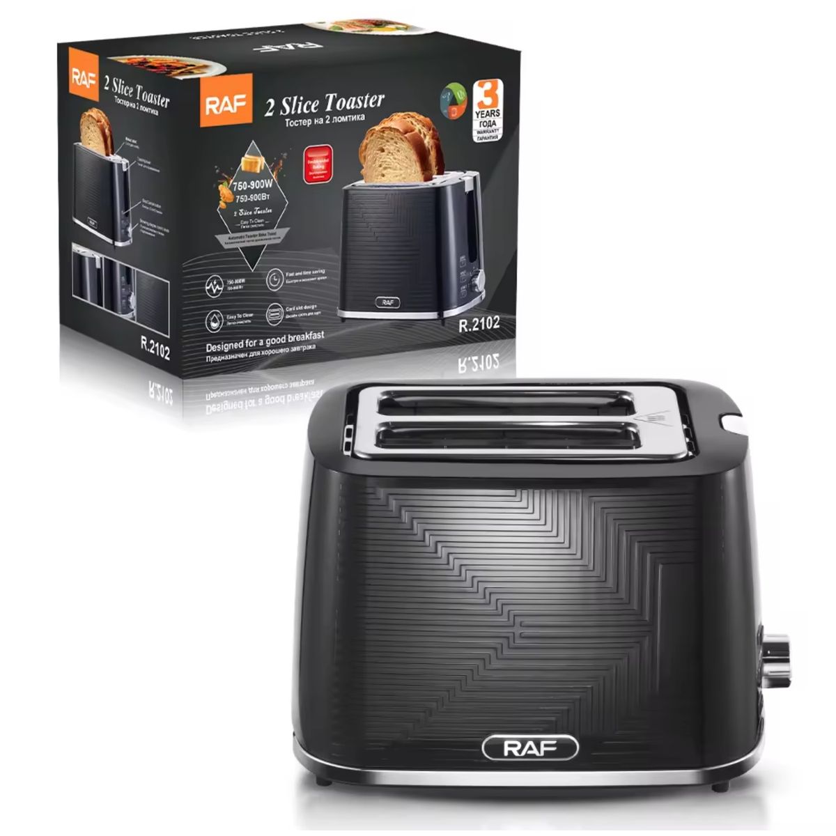 OTTOWARE - Tostadora de pan RAF para 2 rebanadas R-2102