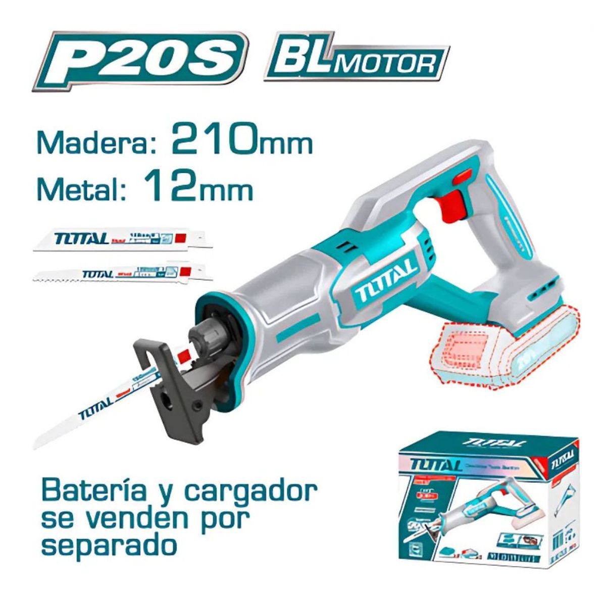 TOTAL TOOLS - Sierra Sable 20v 0-2800RPM BLMotor Industrial Total - TRSLI2108