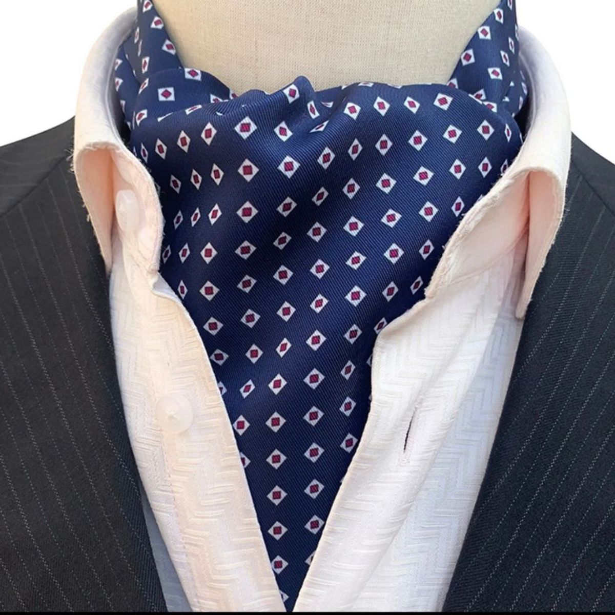 KAST PE - Bufanda Corbata Gazne Ascot Seda Modelo Adrian - Azul