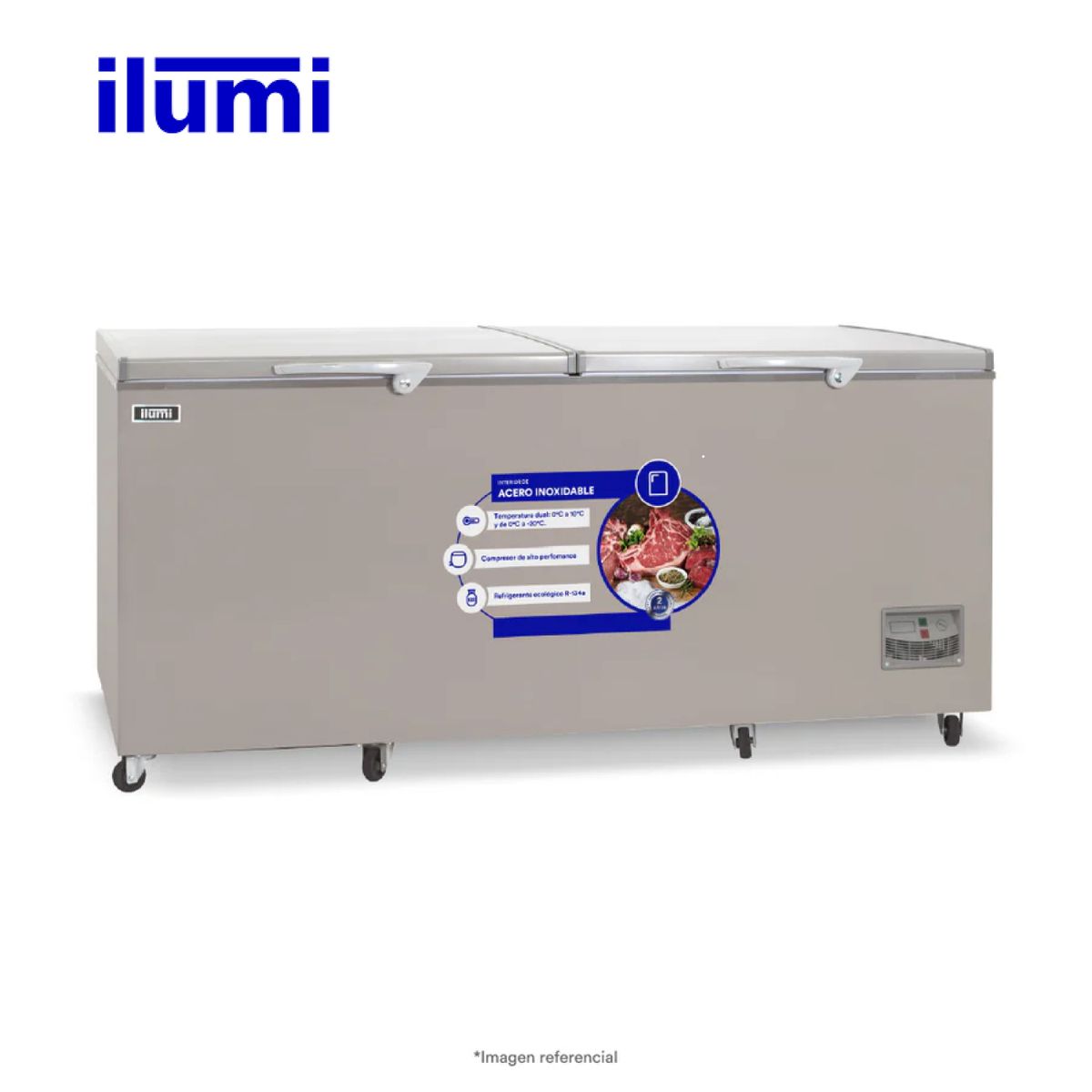 ILUMI - Congelador con tina de Acero Inoxidable de 1000 litros - TFI-10002DG