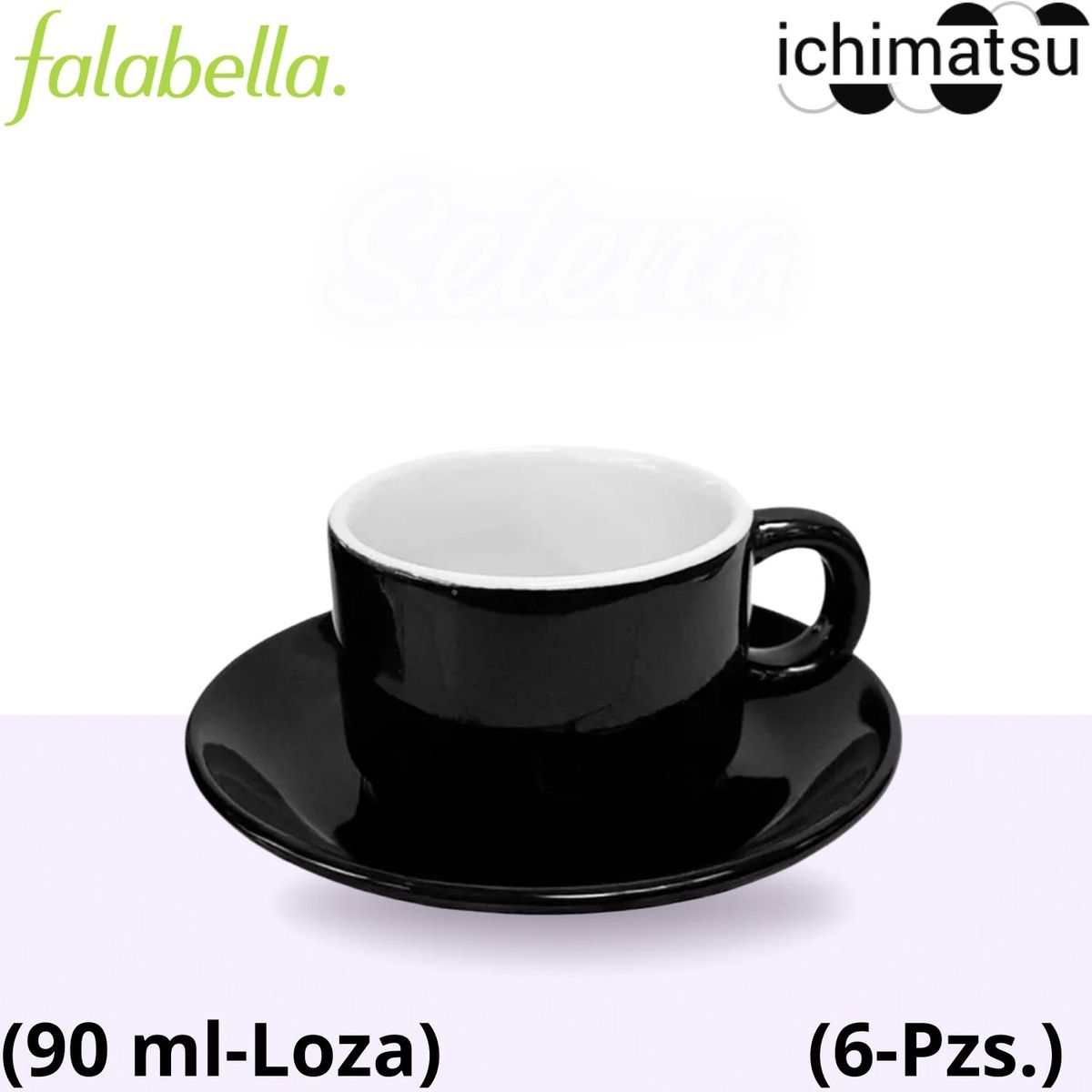 Taza con plato de Loza Negro 90 ml., marca ICHIMATSU - Foto Principal