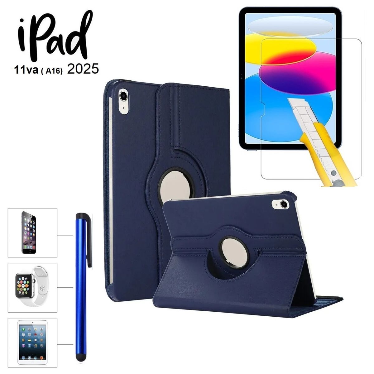 GENERICO - Funda + Mica + Lapiz para iPad 11va 2025 (A16) A3354 A3355 A3356