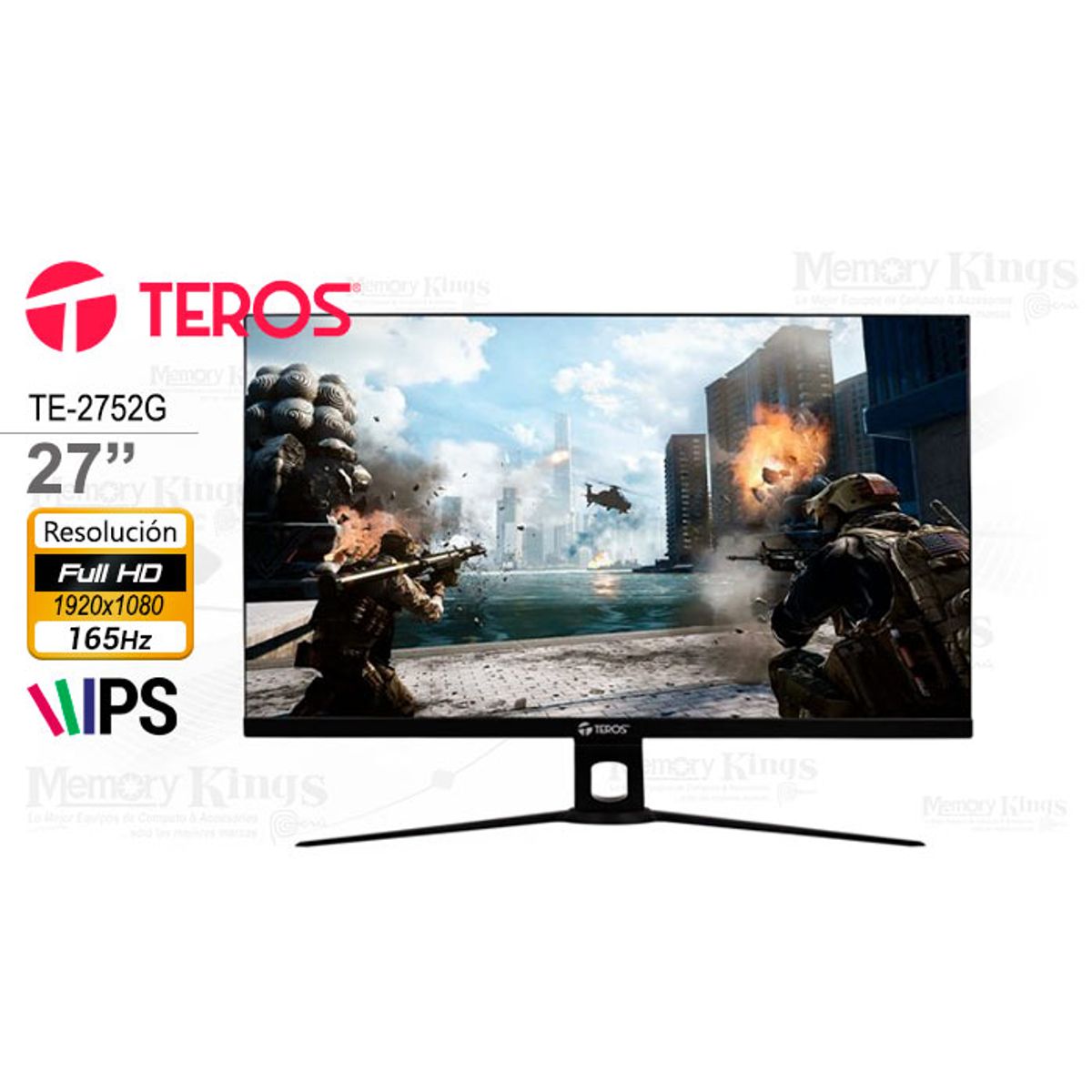 TEROS - Monitor plano gaming TEROS TE-2752G, 27" FHD IPS, 165 Hz, 1 ms, HDMI, DP