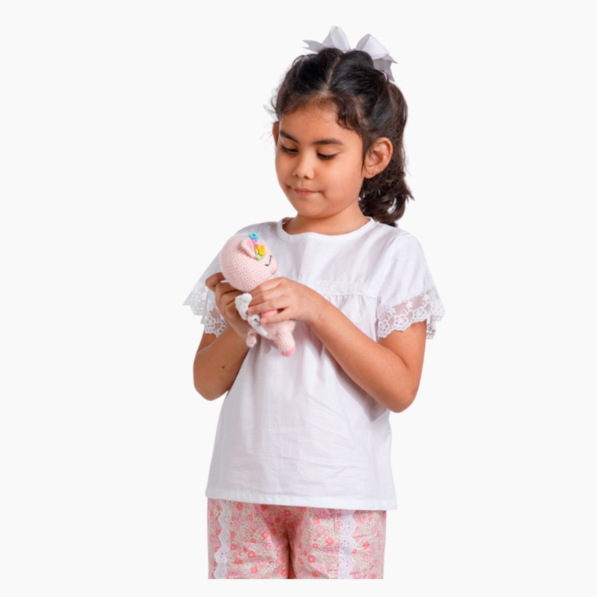 NATA COTON - BLUSA BLANCA ALGODÓN NIÑA CON BLONDA TUL