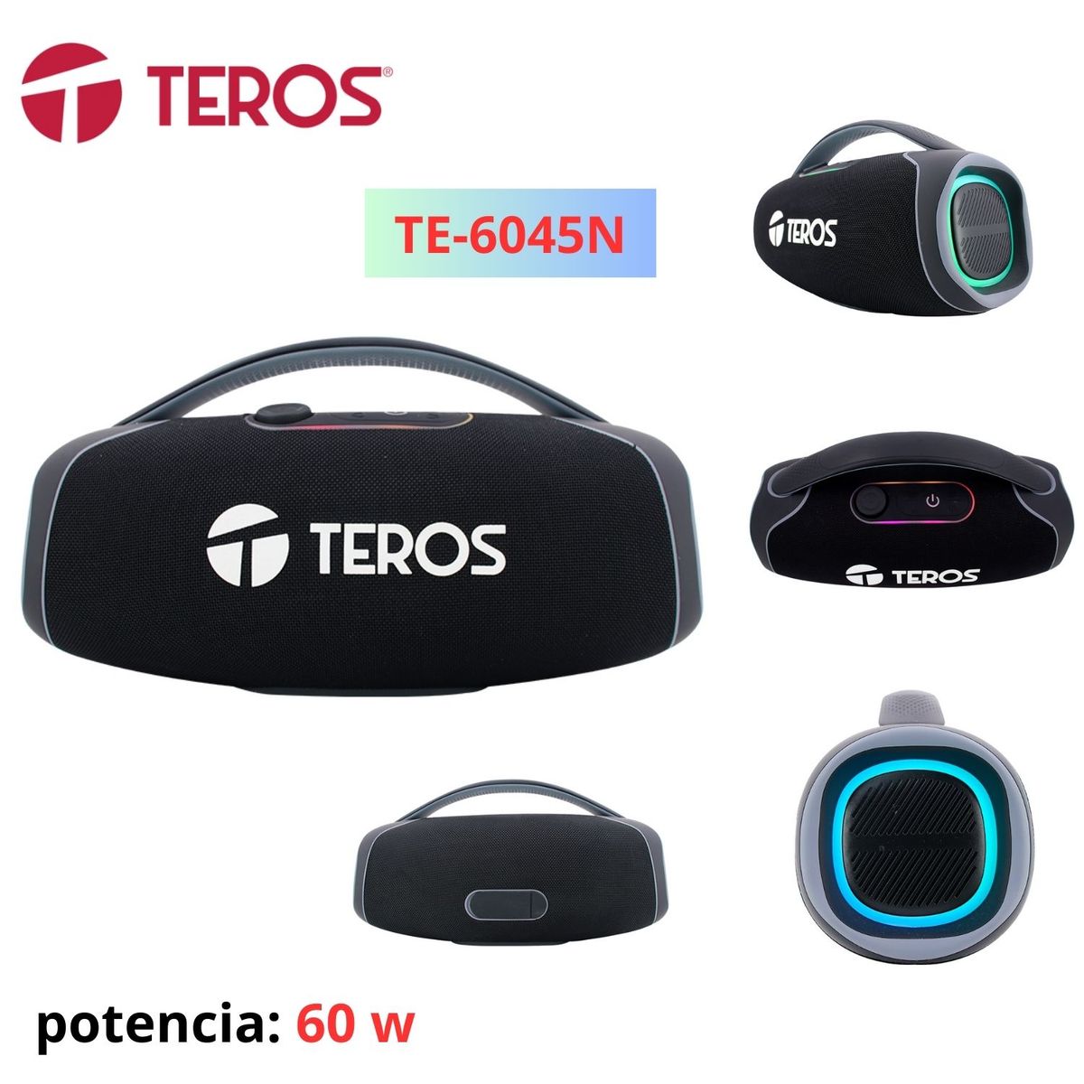 TEROS - Parlante TEROS inalambrico con iluminacion RGB color negro 60WTE-6045N