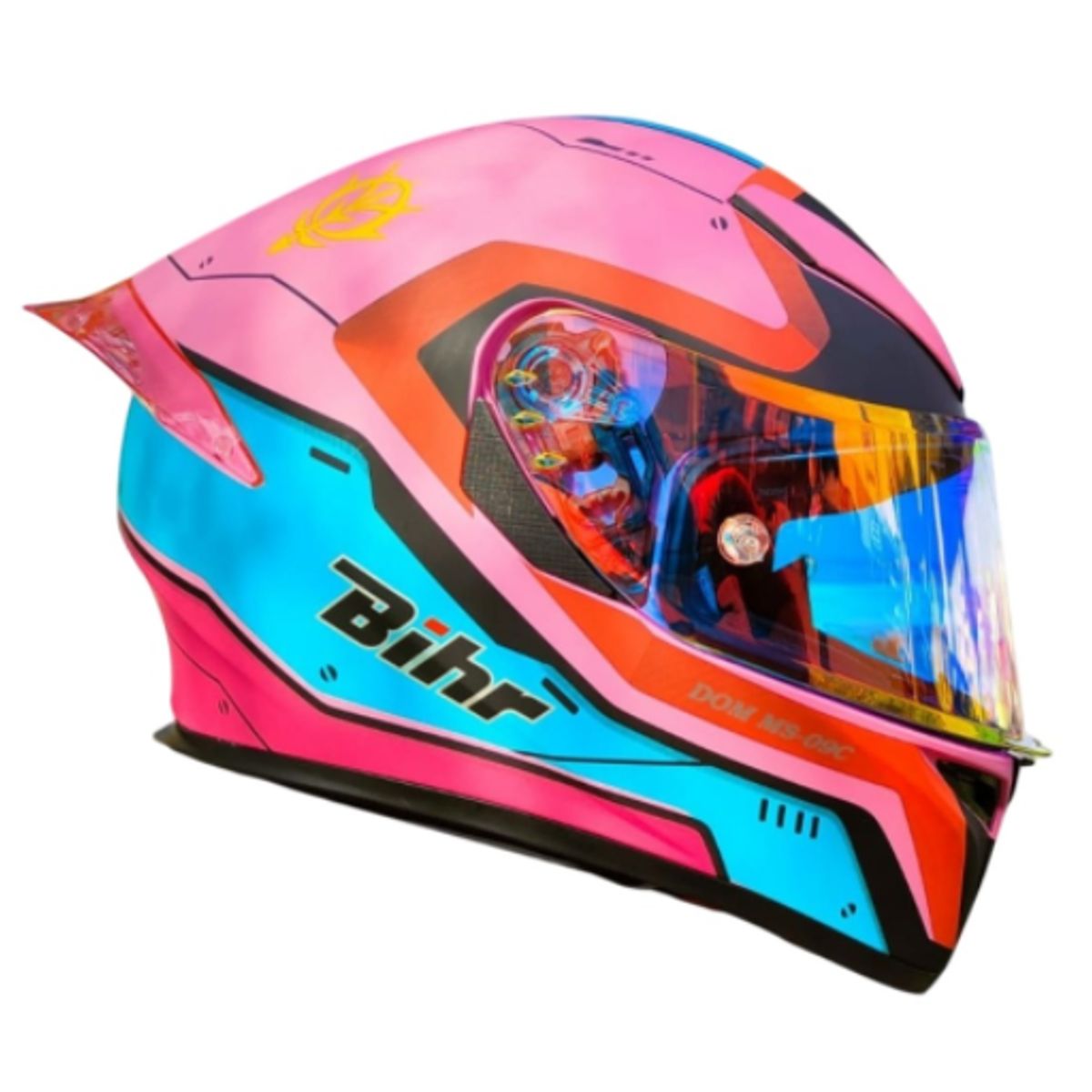CES - CASCO MOTO BIHR ROSA VERDE MATE DOBLE CERTIFICADO