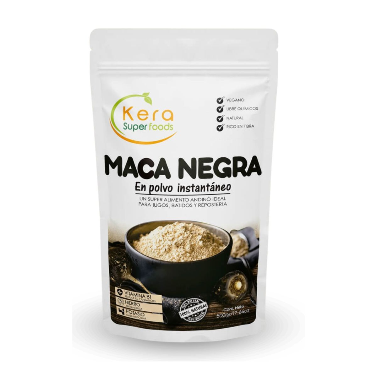 KERA SUPERFOODS - MACA NEGRA EN POLVO 500GR - KERA SUPERFOODS