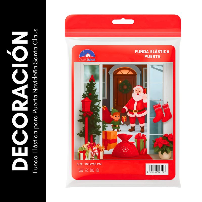 GENERICO - Funda Elástica para Puerta Navideña Santa Claus