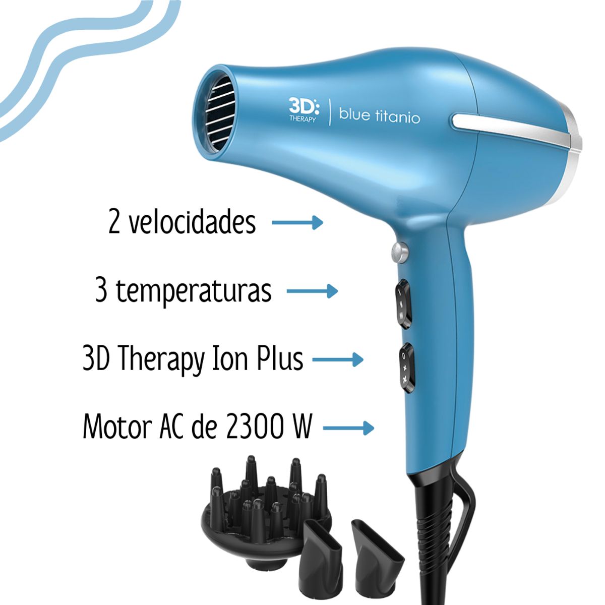 GAMA - Combo GAMA Secadora Blue titanio + Plancha Blue Titanio DIG