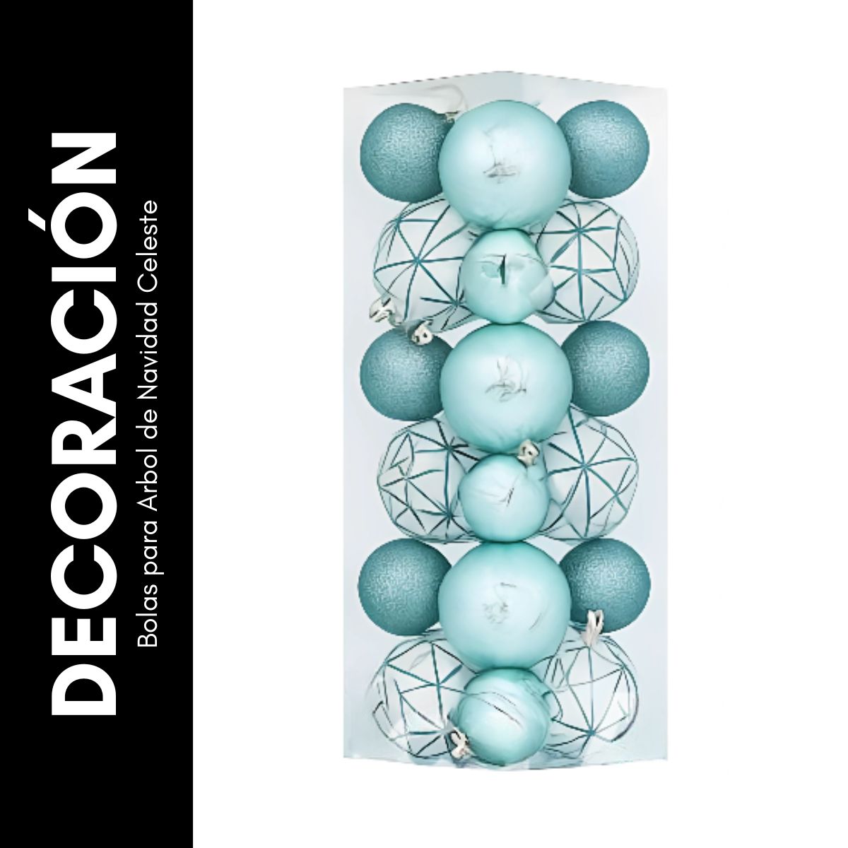 GENERICO - Bolas para Arbol de Navidad Celeste
