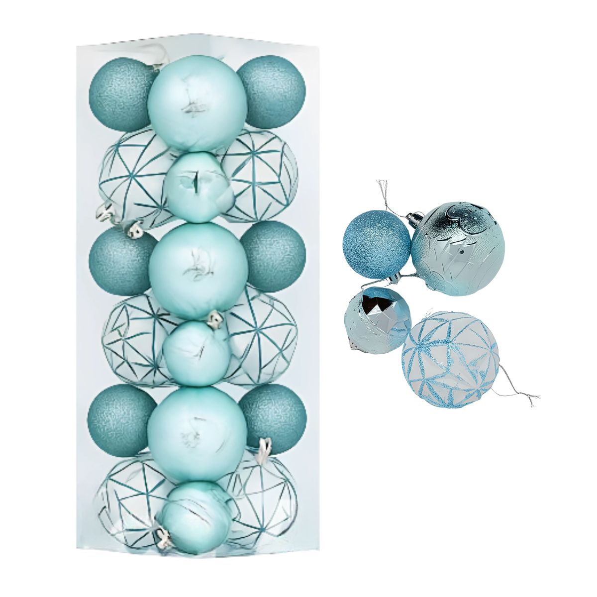 GENERICO - Bolas para Arbol de Navidad Celeste