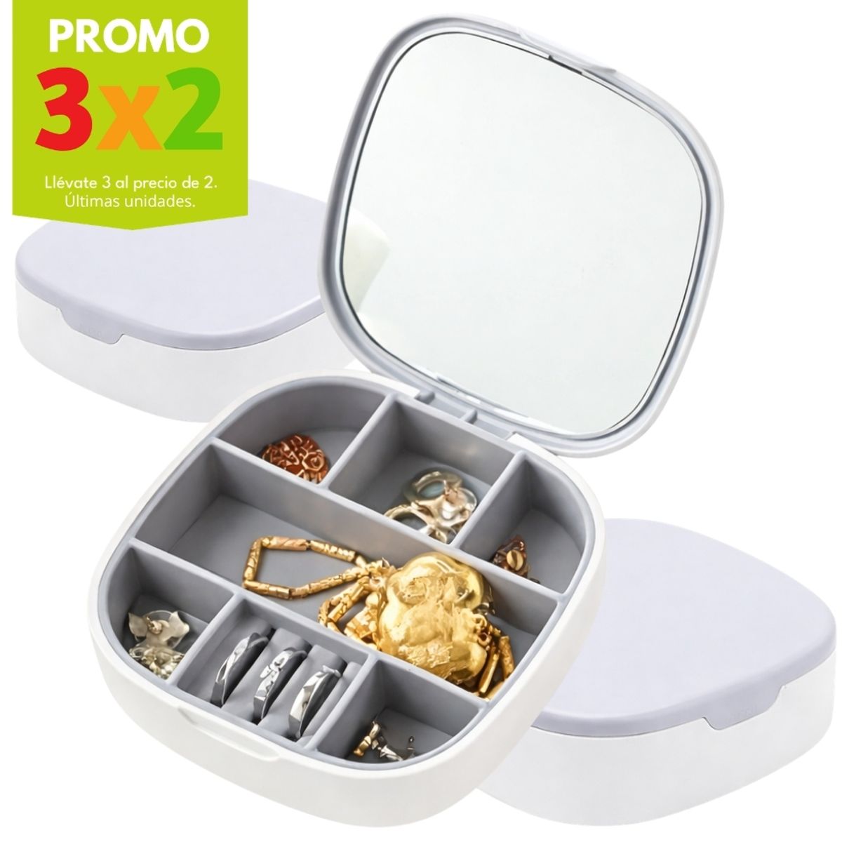 MINARI - Promo 3x2 Joyero Organizador de Joyas con Espejo BL 485J