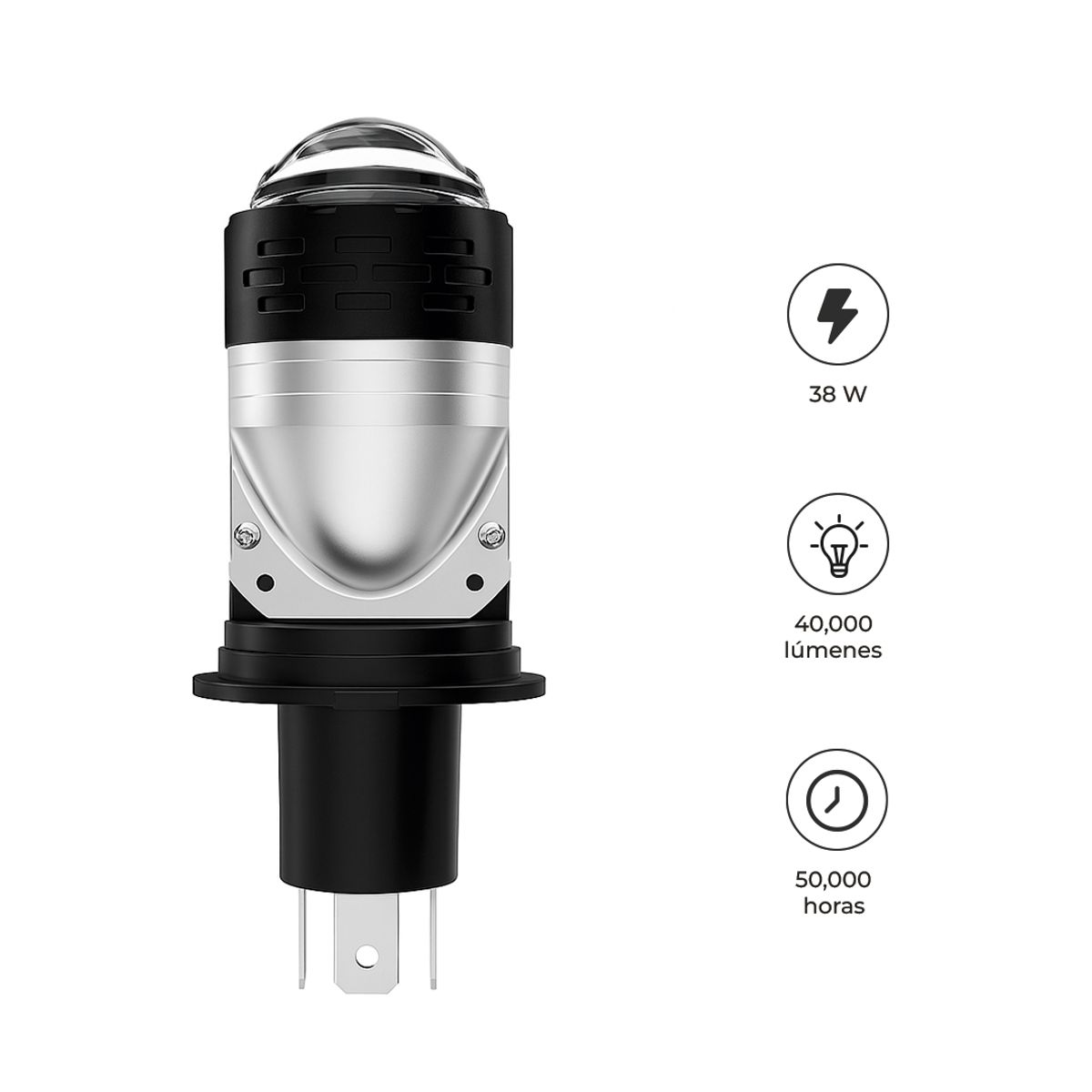 S&T - Faro Delantero LED H4 HB2 Ojo de Pez Doble Luz Alta Potencia