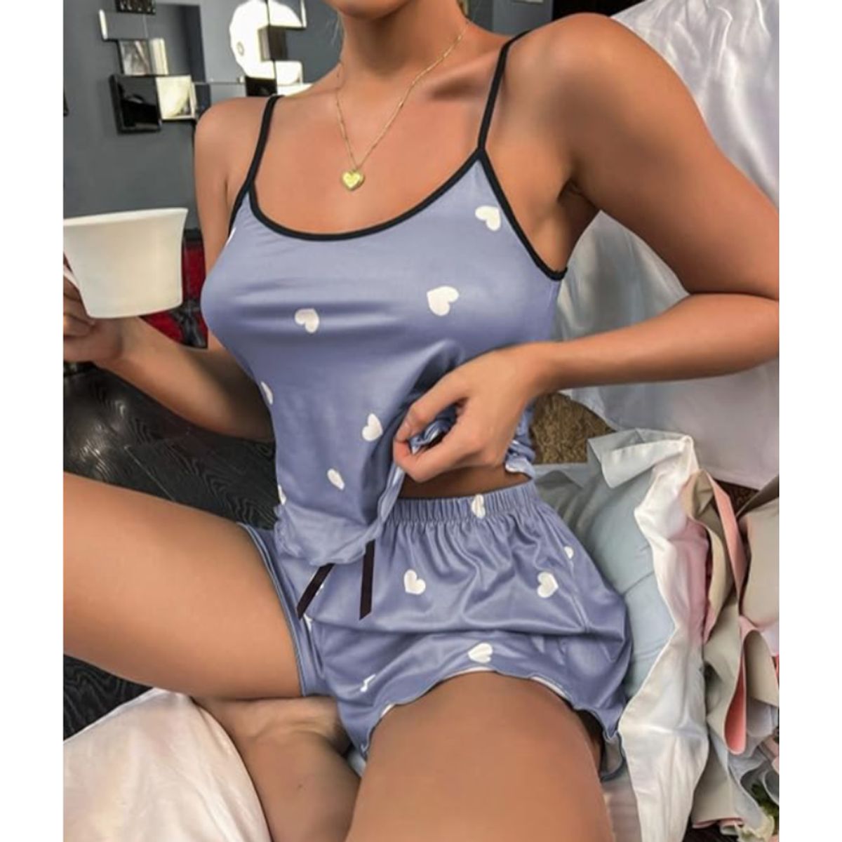 INSPIRA MARKET - Pijama Verano 2 piezas Diseño Corazones Mujer