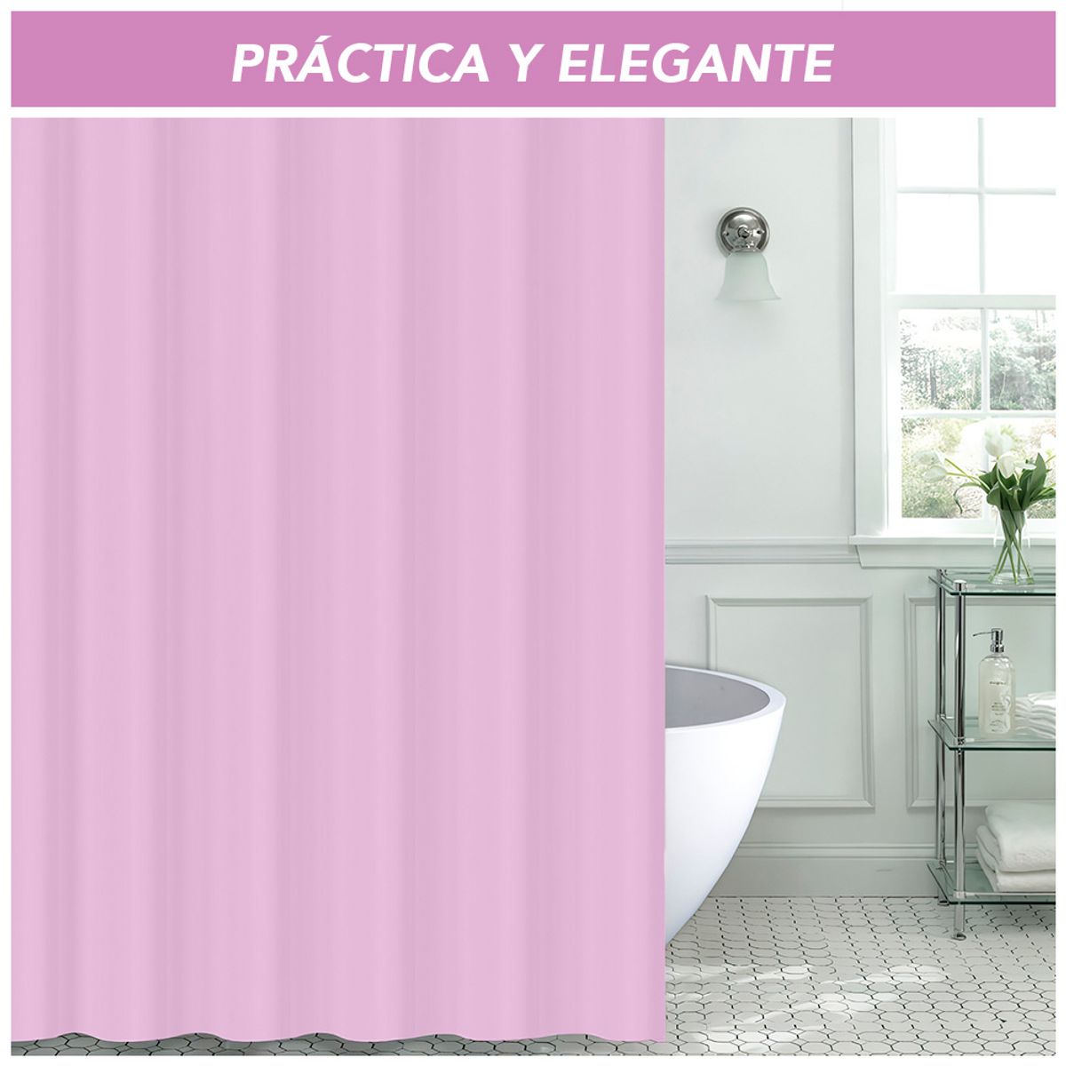 KELLER - Cortina de Baño Moderna Impermeable Rosado U11