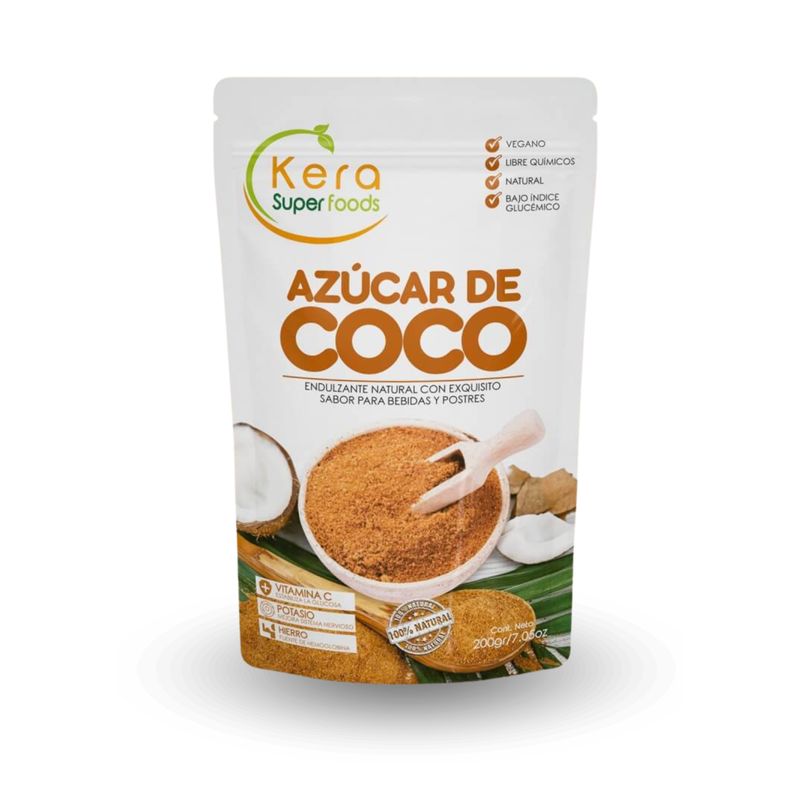 KERA SUPERFOODS - AZUCAR DE COCO 200GR  ENDULZANTE NATURAL - KERA SUPERFOODS